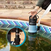 Axike 1100 Dark Bomba de agua sucia 1100W. Hasta 16.000l/h. Altura máxima de bombeo 8,5m y 7m de profundidad. Interruptor flotante. IPX8. Cable 10m y cuerda nylon de 8m.