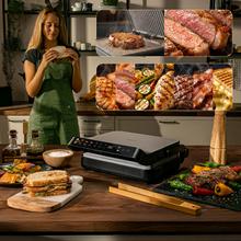 Rock'nGrill 2000 PerfectCook Parrilla eléctrica de 2000W con sonda de temperatura, placas extraíbles con revestimiento RockStone aptas para lavavajillas y apertura de hasta 105º.