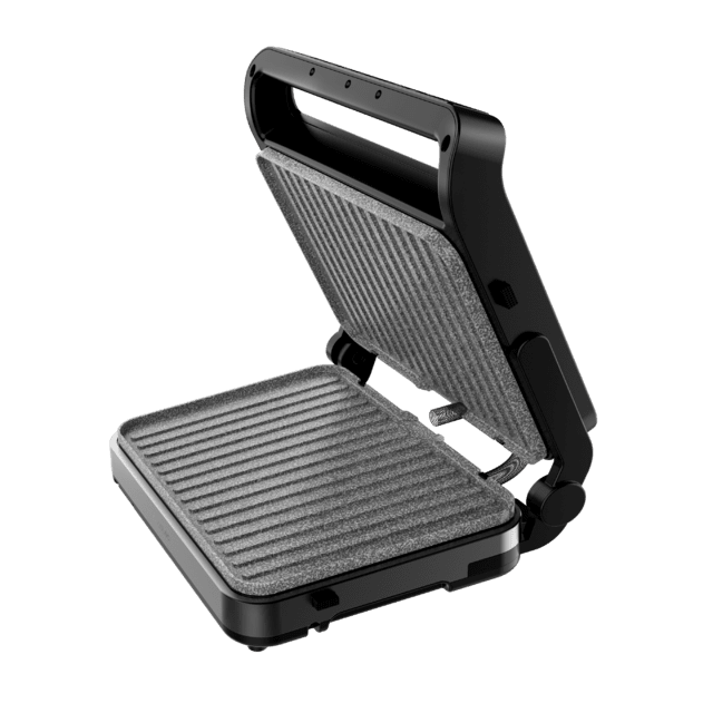 Rock'nGrill 2000 PerfectCook Griglia elettrica da 2000 W con sonda di temperatura, piastre rimovibili con rivestimento RockStone lavabili in lavastoviglie e apertura fino a 105º.