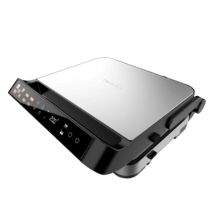 Rock'nGrill 2000 PerfectCook Parrilla eléctrica de 2000W con sonda de temperatura, placas extraíbles con revestimiento RockStone aptas para lavavajillas y apertura de hasta 105º.