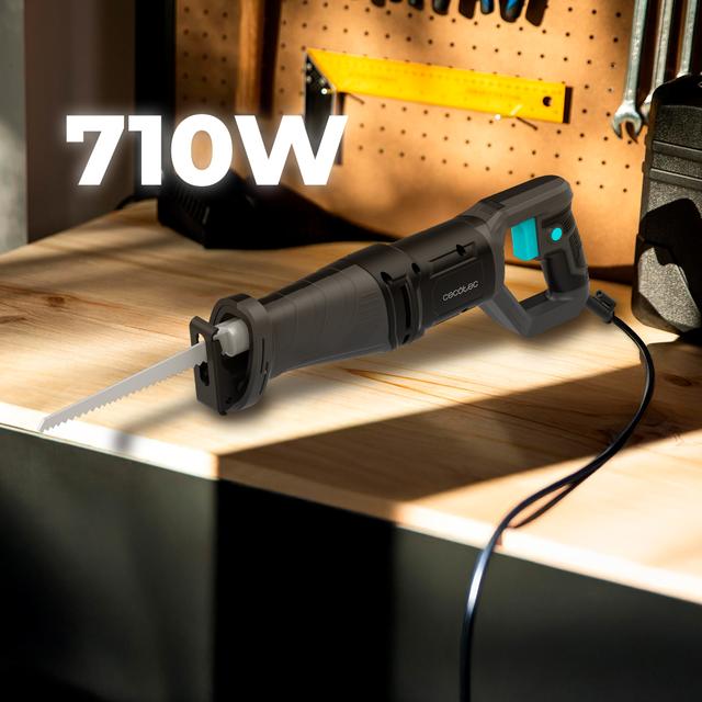 LongFlex 710 Pro Sega alternativa da 710 W. Cambio rapido della lama. Tagli profondi ed efficienti da 115 mm con una corsa di 20 mm. Include 6 lame.