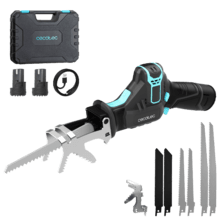 LongFlex 1200 Home&Garden Akku-Säbelsäge.  Enthält 2 x 12V-Akkus. Zubehör zum Schneiden von Ästen. Inklusive 6 Klingen und Koffer.