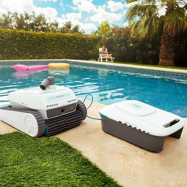 Conga Pooldroid 10000 TotalClean AquaSkater Robot limpiapiscinas para fondos, paredes, línea de flotación y superficie. Apto para superficies de hasta 300 m2. ScubaDriving Tech, limpieza ordenada. 150 minutos de autonomía. Filtro de alta eficiencia de 180 μm. Capacidad de 4 L. Boya para la limpieza de la superficie. Control APP y mando a distancia. 4 motores.