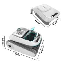 Conga Pooldroid 10000 TotalClean AquaSkater Robot limpiapiscinas para fondos, paredes, línea de flotación y superficie. Apto para superficies de hasta 300 m2. ScubaDriving Tech, limpieza ordenada. 150 minutos de autonomía. Filtro de alta eficiencia de 180 μm. Capacidad de 4 L. Boya para la limpieza de la superficie. Control APP y mando a distancia. 4 motores.