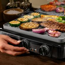 Rock’nGrill 2200 Dual Parrilla eléctrica de 2200 W con control de temperatura en cada plancha de forma independiente, placas reversibles  y apertura de 180º.