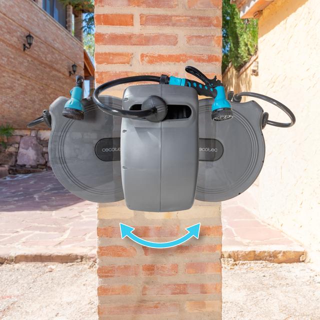 HydroShell 10 Rullo avvolgitubo da 10 m. SlowReturn Technology. Design portatile ed ergonomico. Include un ugello singolo e una pistola spray a 8 funzioni. Connessione universale 3in1.