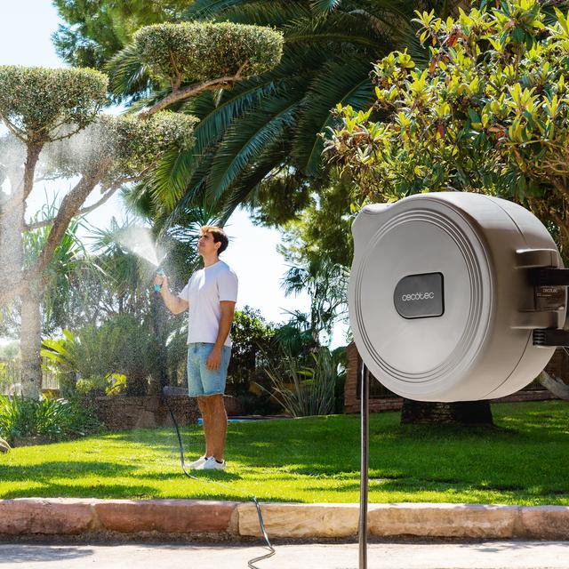 HydroShell 20 Tambor de manguera de 20m. SlowReturn Technology. Diseño portátil y ergonómico. Incluye boquilla simple y pistola pulverizadora de 8 funciones. Conexión universal 3in1.