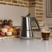 Piccolina 200 Moka fabbricata in acciaio inossidabile di alta qualità ideale per 2 tazze di caffè.
