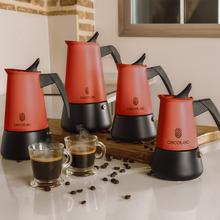 Piccolina 200 Red Moka fabbricata in acciaio inossidabile di alta qualità ideale per 2 tazze di caffè.