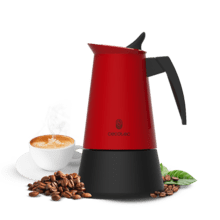 Piccolina 600 Red Cafetière italienne conçue en acier inoxydable de haute qualité, idéale pour remplir 10 tasses de café.