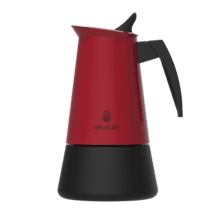 Piccolina 900 Red Cafetera italiana fabricada en acero inoxidable de alta calidad ideal para 2 tazas de café.