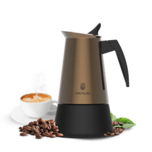 Piccolina 600 Gold Cafetera italiana fabricada en acero inoxidable de alta calidad ideal para 6 tazas de café.