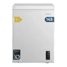 Bolero CoolMarket Chest 143P White E - Congelador Horizontal 143L, Cesta con asas, Control Electrónico LED, Muy Silencioso 37dB, UltraContact D-Cool, Dual Function, Puerta ZeroG (80º-30º), Fast Freezing y Diseño Compacto