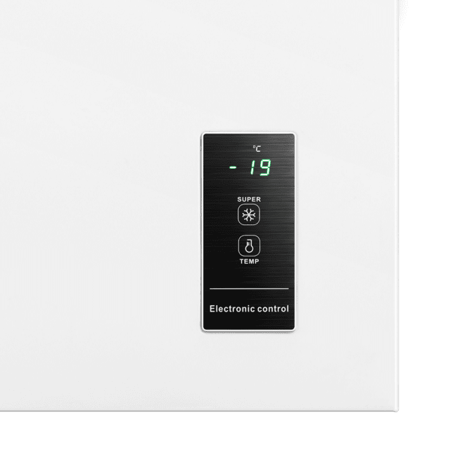 Bolero CoolMarket Chest 143P White E - Congelador Horizontal 143L, Cesta con asas, Control Electrónico LED, Muy Silencioso 37dB, UltraContact D-Cool, Dual Function, Puerta ZeroG (80º-30º), Fast Freezing y Diseño Compacto