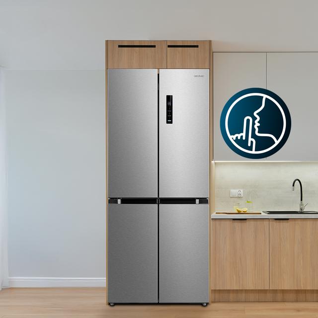 Bolero CoolMarket 4D 474 Dark E Frigorífico 4 puertas inox negro con una gran capacidad de 474 L, 177,5 cm de alto y 83,3 cm de ancho, cajón temperatura variable, apertura puerta 90º y compresor Inverter Plus. Además, es ultra silencioso (35 dB) y cuenta con distintos modos como Fast Cooling y Fast Freezing, así como sistemas como MultiAirFlow, sensores de temperatura y Total NoFrost.