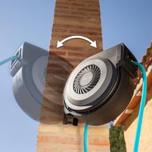 HydroShell 100 Pro Carrete de manguera de 10m. Enrollador automático con SlowReturn y Smooth Technology. Diseño portátil y ergonómico. Incluye pistola pulverizadora con tanque para jabón y 8 funciones.