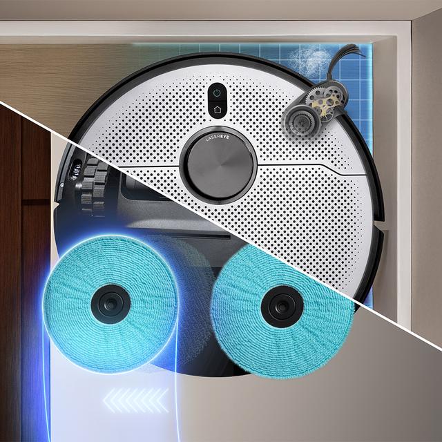 Conga X100 Robot aspirador con sistema de limpieza adaptativa. 20000 Pa de poder de succión, base 4 en 1 con desinfección. Inteligencia Artificial con cámara. Mopas giratorias elevables. Cepillo lateral y mopa extensible. App con video manager.