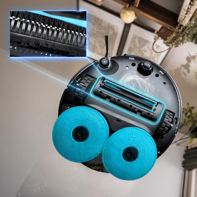 Conga X100 Robot aspirador con sistema de limpieza adaptativa. 20000 Pa de poder de succión, base 4 en 1 con desinfección. Inteligencia Artificial con cámara. Mopas giratorias elevables. Cepillo lateral y mopa extensible. App con video manager.