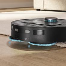 Conga X50 Robot aspirateur. Moteur d’aspiration de 15000 Pa. Base 4 en 1. Technologie laser. Tissus rotatifs. Brosse latérale. Application, connexion Bluetooth et Wi-Fi pour les réseaux de 2,4 GHz.