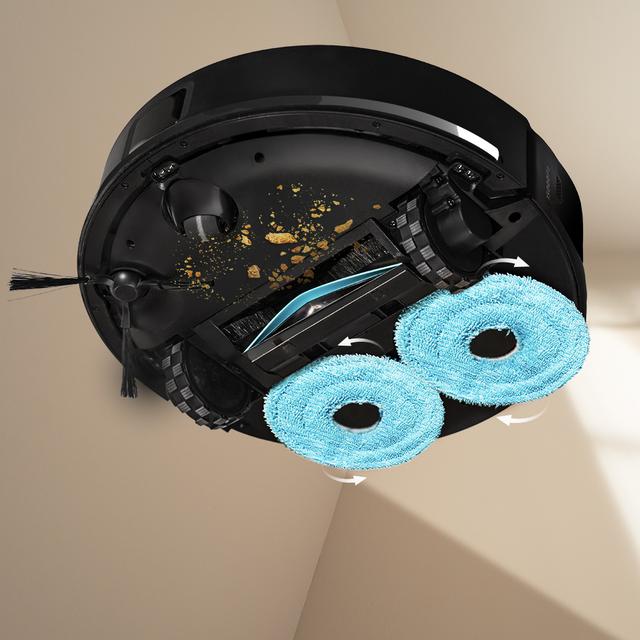 Conga X50 Robot aspirateur. Moteur d’aspiration de 15000 Pa. Base 4 en 1. Technologie laser. Tissus rotatifs. Brosse latérale. Application, connexion Bluetooth et Wi-Fi pour les réseaux de 2,4 GHz.