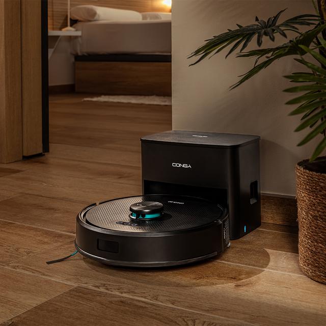 Conga Y50 Robot aspirador con Navegación láser. 5000 Pa de presión de succión. - de autonomía. Cepillo multifunción para todas las superficies. Base de autovaciado con bolsa de polvo de 3 L.
