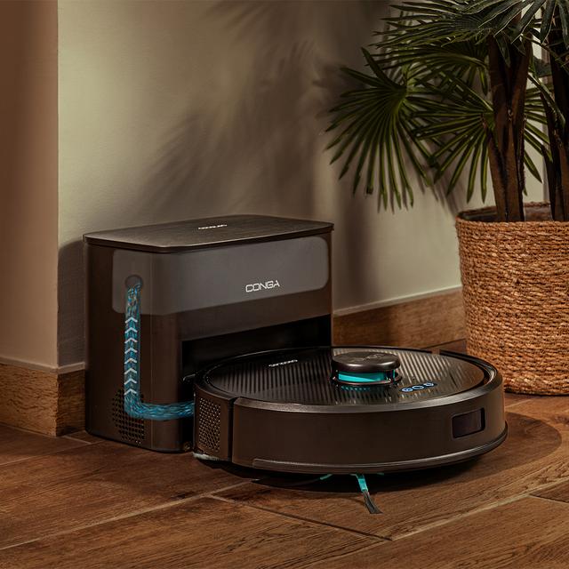 Conga Y50 Robot aspirador con Navegación láser. 5000 Pa de presión de succión. - de autonomía. Cepillo multifunción para todas las superficies. Base de autovaciado con bolsa de polvo de 3 L.