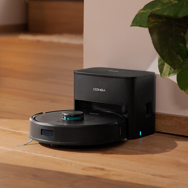 Conga Y70 Robot aspirador con Navegación láser APP y Wifi. 20000 Pa de presión de succión, 180m2 de autonomía. Cepillo de silicona especial para casas con mascotas. Base de autovaciado con bolsa de polvo de 3 L.
