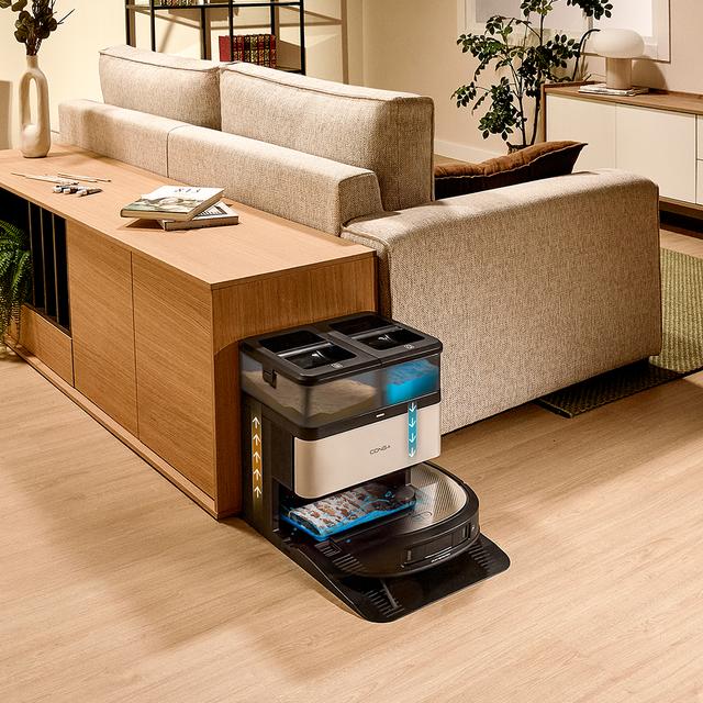 Conga Z100 Robot aspirador especialista en fregado con tecnología AI LaserEye. Fregado profesional con su mopa bimaterial XXL. Base total de autovaciado de polvo, de agua y limpieza de las mopas.  20000 Pa de presión de succión. APP y vinculación con Bluetooth y rededs 2,4 y 5 Ghz.