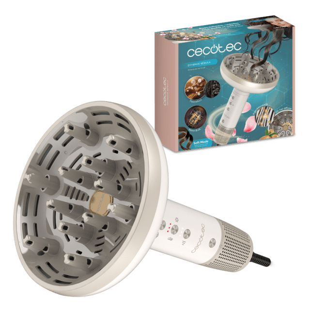 DryWave Nébula DryWave Nébula – Difusor XXL para rizos definidos con aceite de argán y queratina, PlasmaTech antiencrespamiento, motor BLDC silencioso y potente, modo soft, 3 velocidades y temperaturas, 12 púas y mango ergonómico