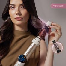 AirGlam 14in1 Flex Champagne Brosse soufflante, avec 14 accessoires, fonction Flex, écran numérique et étui en cuir