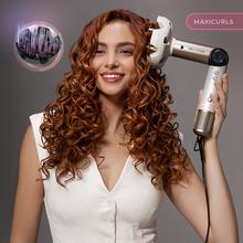 AirGlam 14in1 Flex Champagne Brosse soufflante, avec 14 accessoires, fonction Flex, écran numérique et étui en cuir