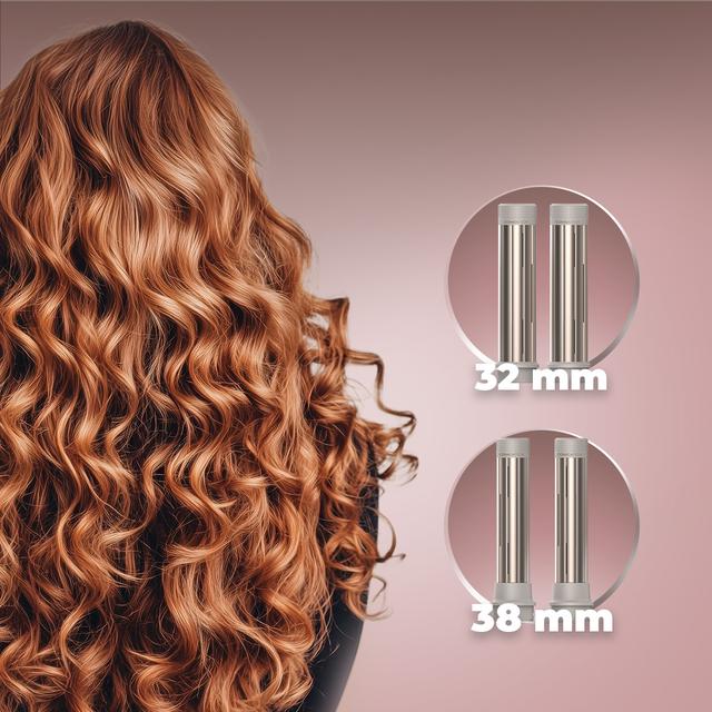 AirGlam 14in1 Flex Champagne Cepillo moldeador, con 14 accesorios, función flex, pantalla digital y estuche de cuero