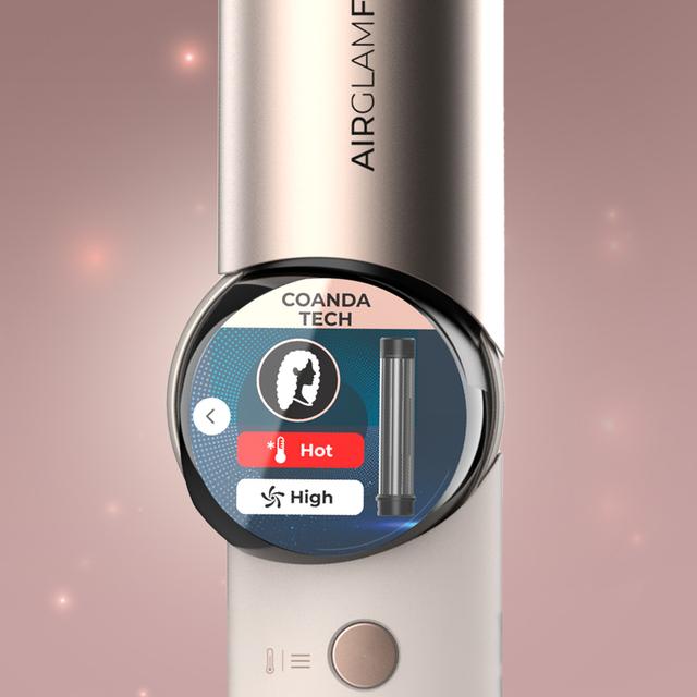 AirGlam 14in1 Flex Champagne Cepillo moldeador, con 14 accesorios, función flex, pantalla digital y estuche de cuero