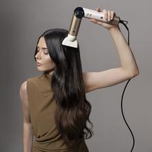 AirGlam 14in1 Flex Champagne Cepillo moldeador, con 14 accesorios, función flex, pantalla digital y estuche de cuero