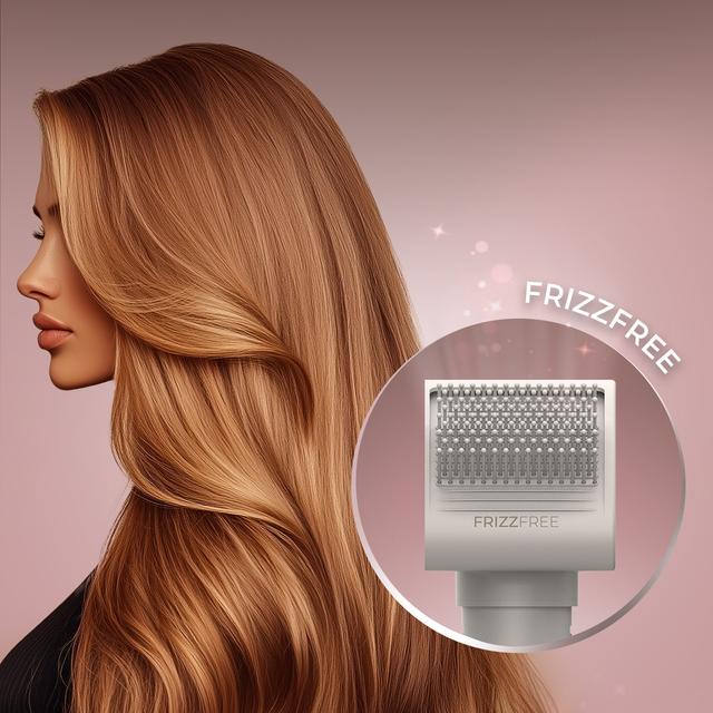 AirGlam 14in1 Flex Champagne Cepillo moldeador, con 14 accesorios, función flex, pantalla digital y estuche de cuero