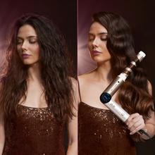 AirGlam 14in1 Flex Champagne Brosse soufflante, avec 14 accessoires, fonction Flex, écran numérique et étui en cuir