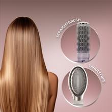 AirGlam 14in1 Flex Champagne Cepillo moldeador, con 14 accesorios, función flex, pantalla digital y estuche de cuero