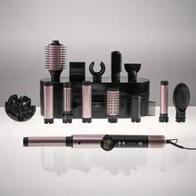 AirGlisse 14in1 Flex Champagne Cepillo moldeador, con 14 accesorios, función flex, pantalla digital y estuche de cuero