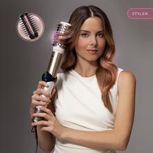 AirGlam 14in1 Flex Black Cepillo moldeador, con 14 accesorios, función flex, pantalla digital y estuche de cuero
