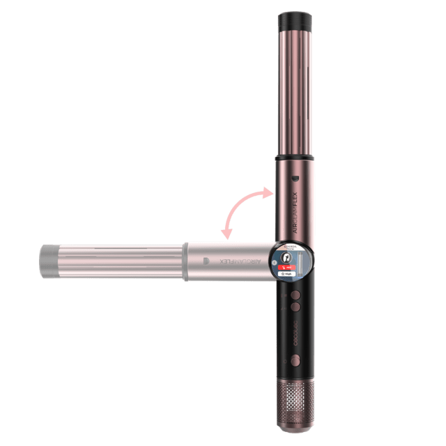 AirGlam 14in1 Flex Black Cepillo moldeador, con 14 accesorios, función flex, pantalla digital y estuche de cuero