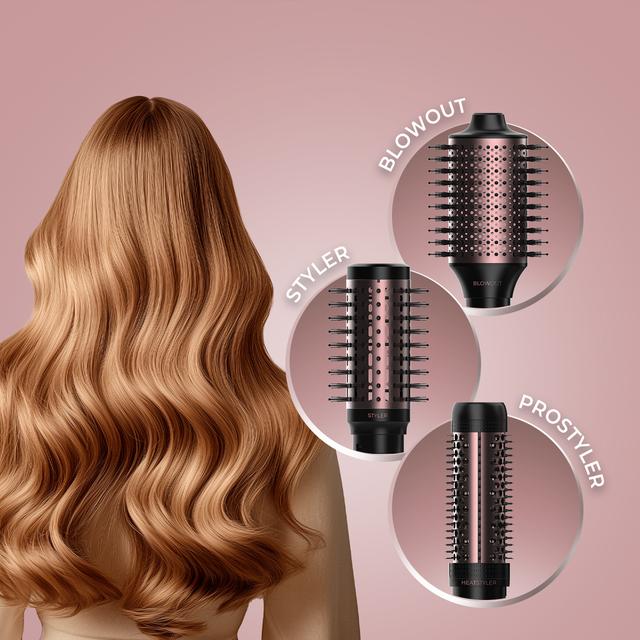 AirGlam 14in1 Flex Black Cepillo moldeador AirGlam 14in1 Flex Champagne, con 14 accesorios, función flex, pantalla digital y estuche de cuero