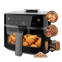 Cecofry&Crunch 8000 Motor BLDC  8L y 1800W con doble elemento calefactor Temperatura ajustable y temporizador. Pantalla a color y ventana de visibilidad.