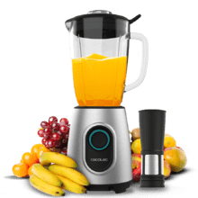 Power Black Titanium 2300MAX Inox Batidora de vaso con acabados en acero inoxidable de 2300 W de maxima potencia, con cuchilla con recubrimiento de titanio negro y 1,8 L de capacidad. Incluye filtro para licuados sin pulpa.