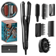 AirLisse 6in1 Premium: Plancha de Pelo con Aire, 13m/s de flujo de aire, 112.000 rpm, Función Plasma, Motor Brushless, Incluye 6 Accesorios, Cepillo convencional incluido, Estuche premium