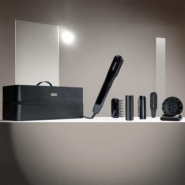 AirLisse 6in1 Premium: Plancha de Pelo con Aire, 13m/s de flujo de aire, 112.000 rpm, Función Plasma, Motor Brushless, Incluye 6 Accesorios, Cepillo convencional incluido, Estuche premium