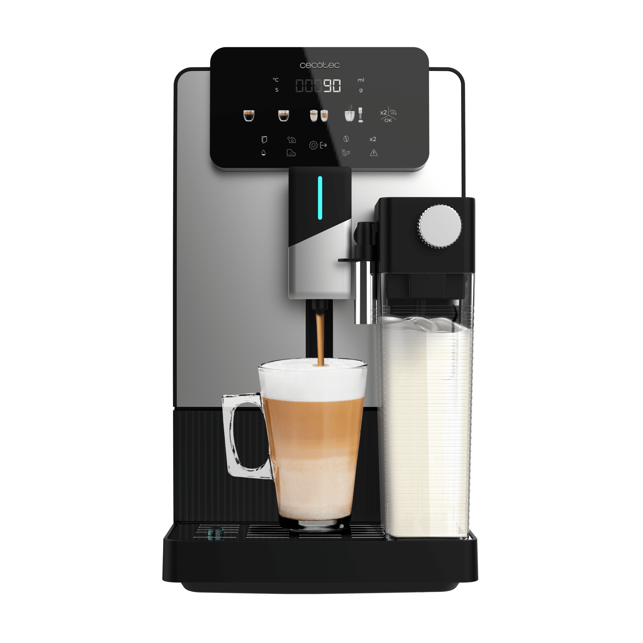Cremmaet Latte Machine à café super-automatique compacte avec 19 bars, réservoir de lait et système Thermoblock.