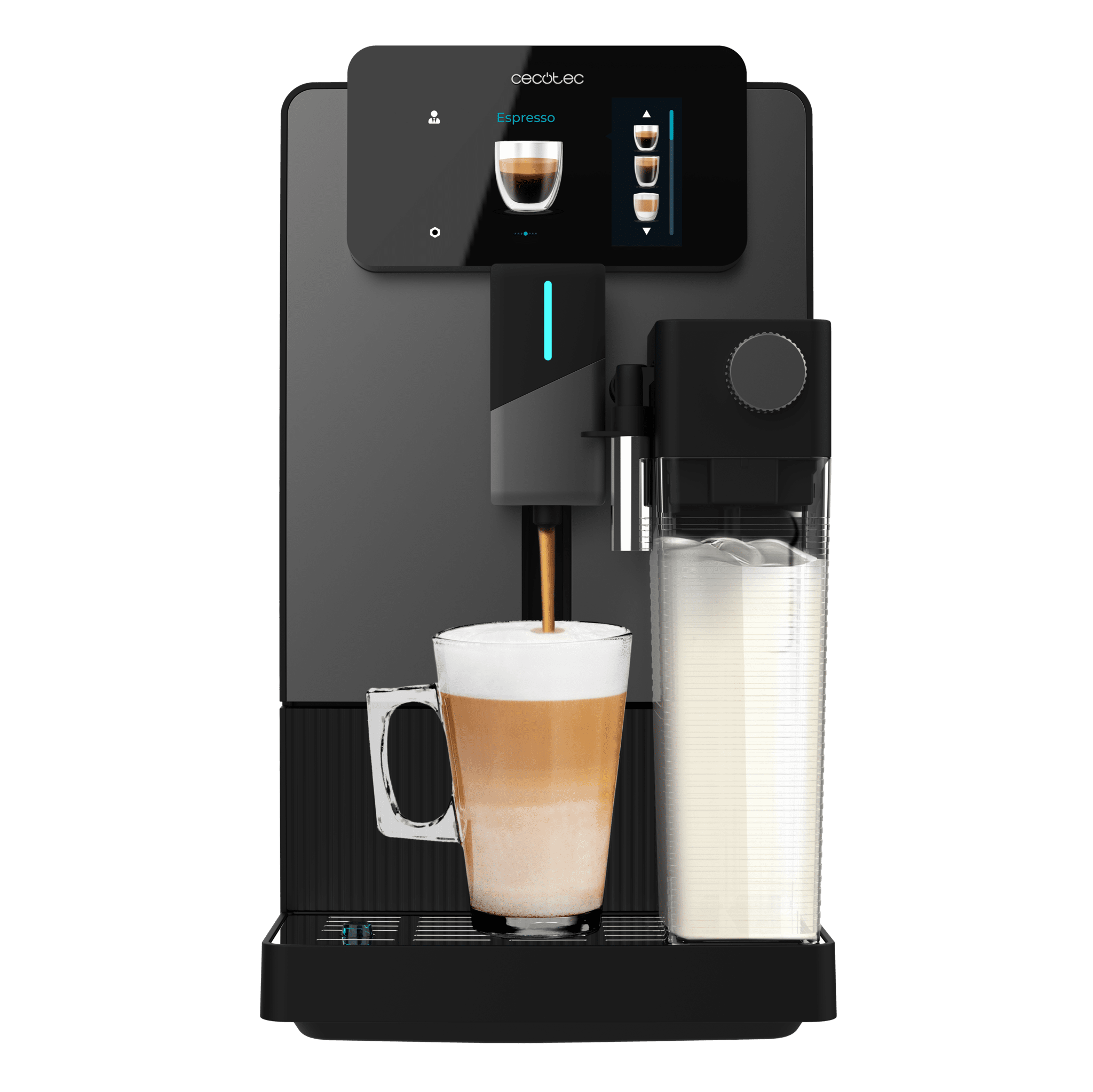 Machine à café super automatique compacte Cremmaet Latte Touch avec 19 bars, réservoir à lait et système Thermoblock.