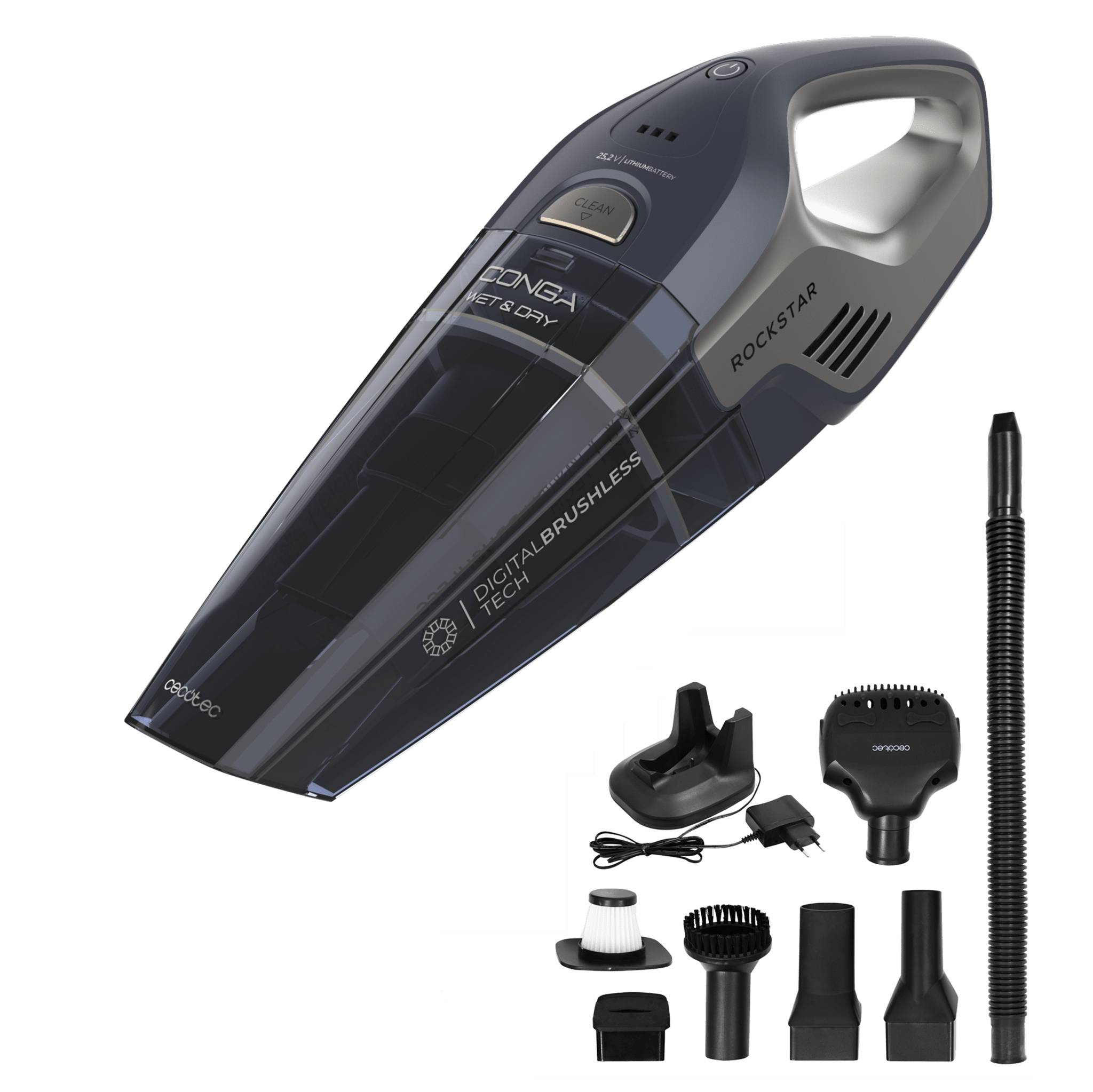 CECOTEC Conga Rockstar 25,2V Animal Hand sin cable con base y accesorios