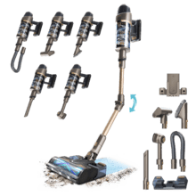 Conga Rockstar RX90 AI AquaPet Flex Aspirador escoba sin bolsa sin cables con Máxima potencia de succión de 350 AW y ultrapotencia de 850 W. 100 minutos de autonomía. Inteligencia Artificial. Cepillo HairLess antienredos. Tubo flexible y kit de accesorios completo.