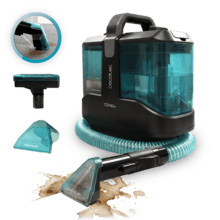 Conga 3000 Carpet&Spot Clean Max Limpiatapicerías con 450 W y 13 kPa de potencia. Diseño compacto. Depósito de agua limpia de 1000 ml y de agua sucia de 550 ml. Spray pulverizador.